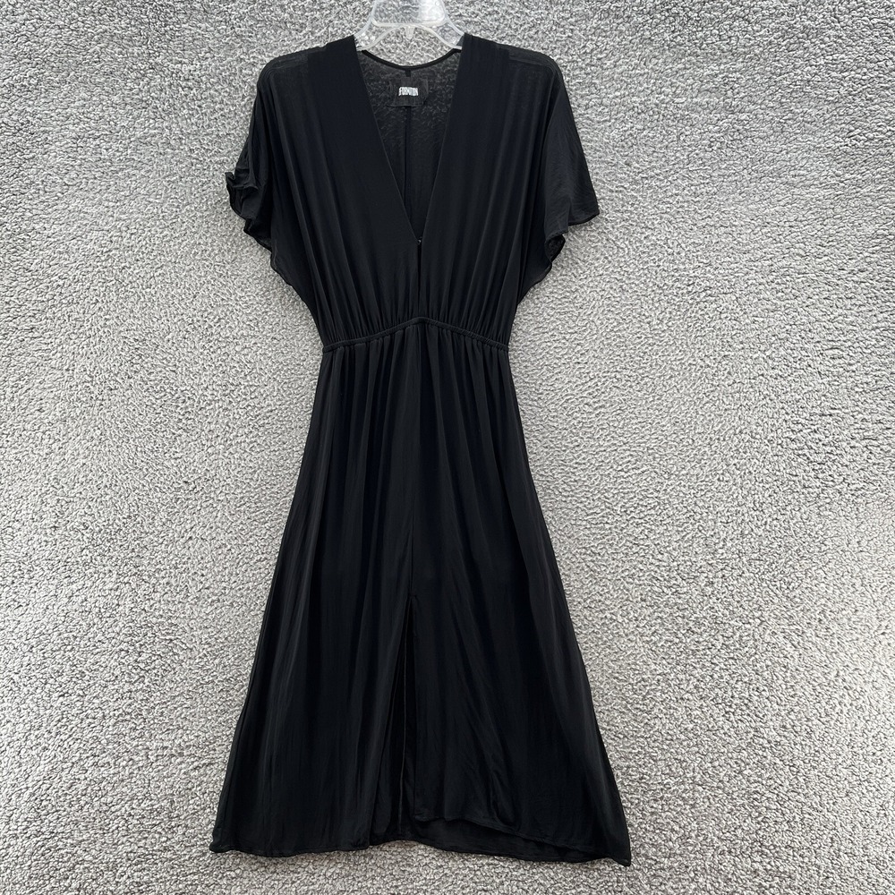 Reformation Dress Womens Small Black Positano Sheer Deep V Neck Party Cocktail